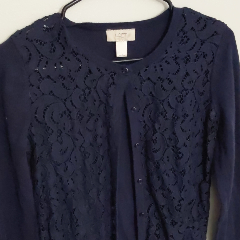Loft Lace Navy Cardigan